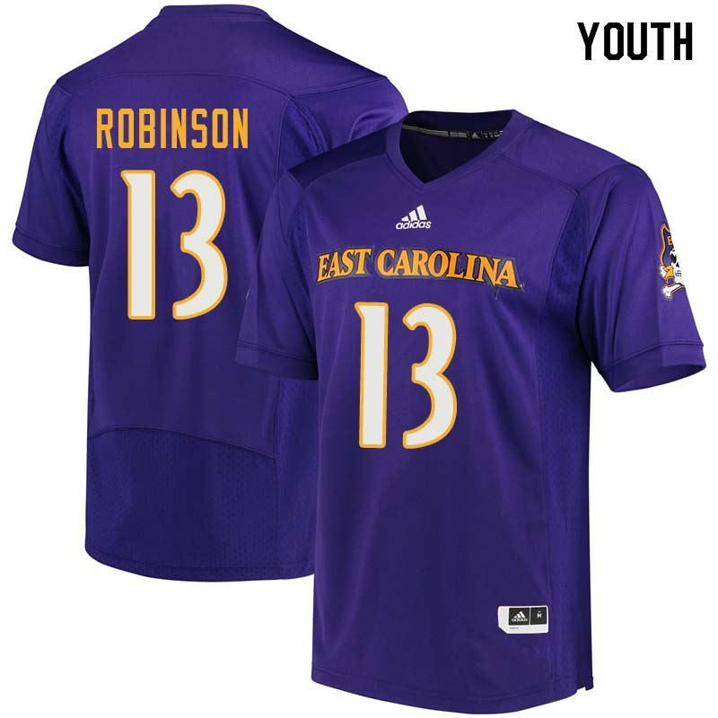 Youth #13 Davondre Robinson East Carolina Pirates College Football Jerseys Sale-Purple - Click Image to Close